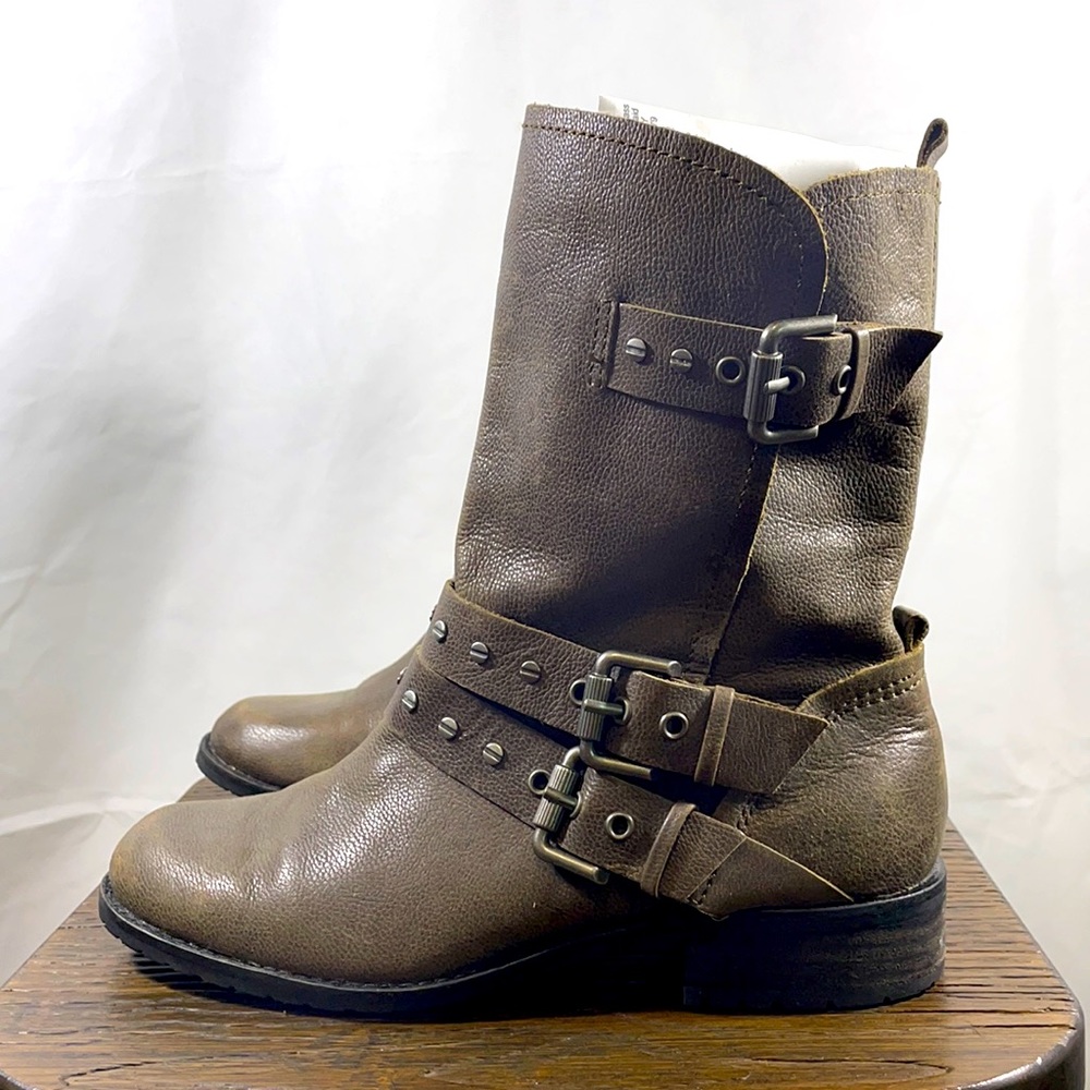 Dolce Vita Distressed Buckle Boots Brown Leather